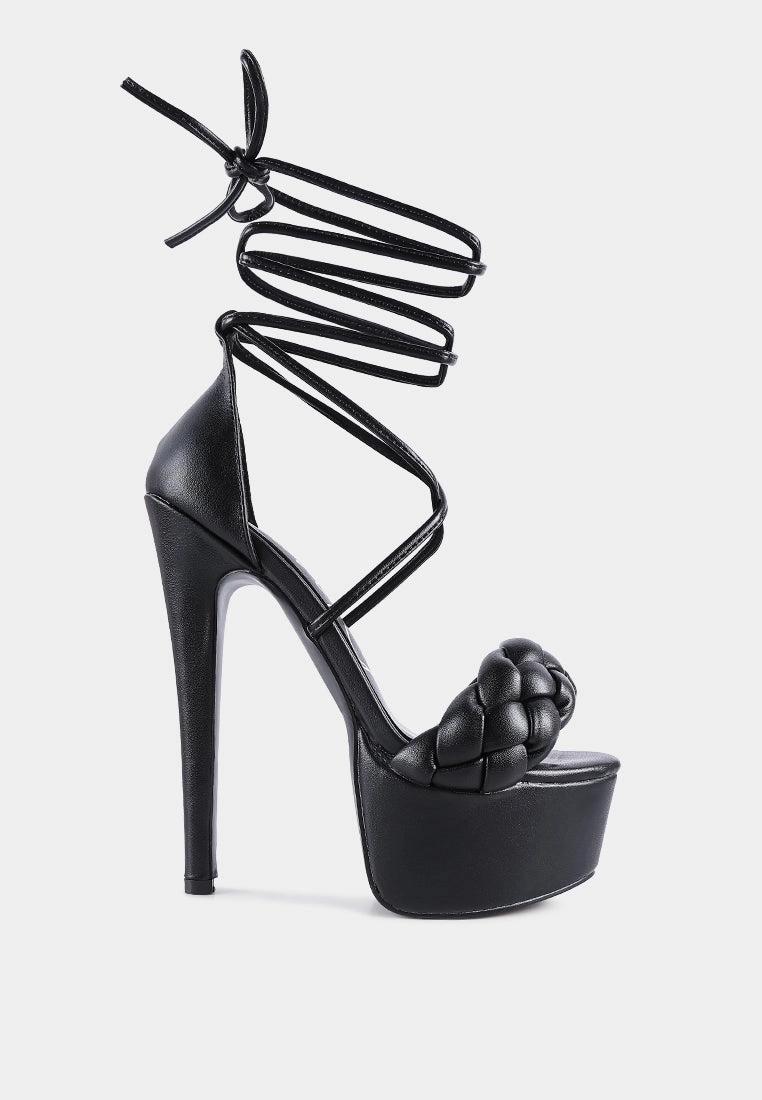 twerk tie-up braided high platform sandals
