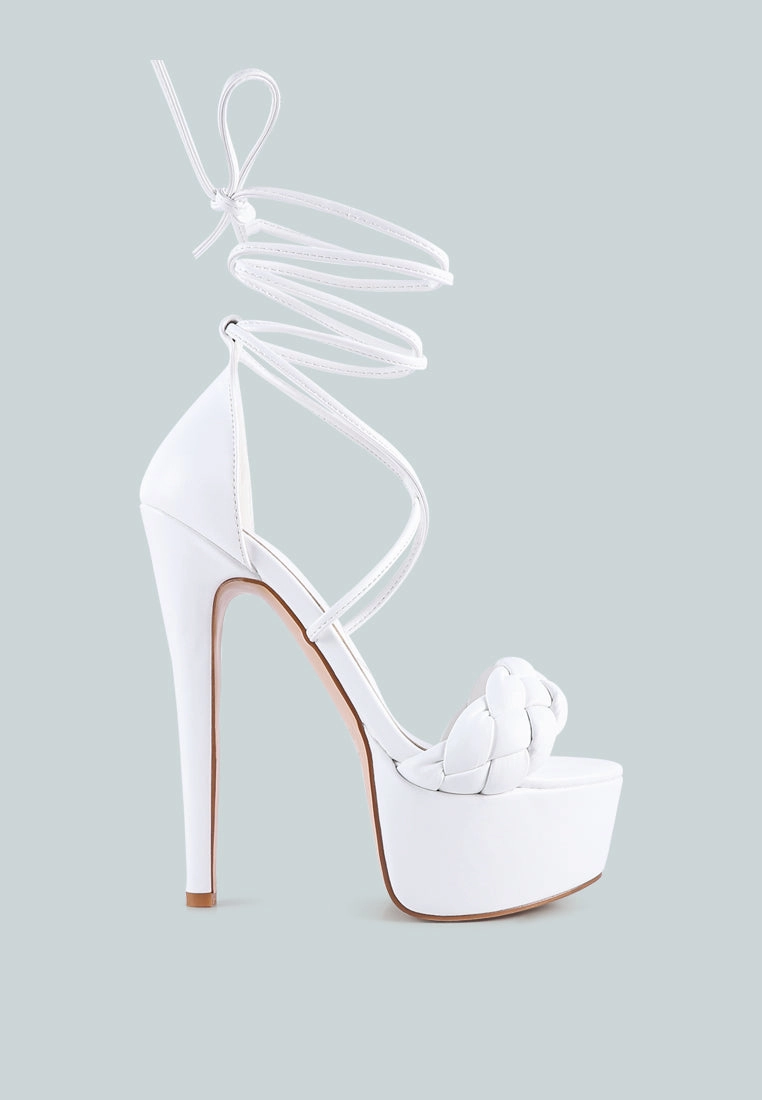 twerk tie-up braided high platform sandals
