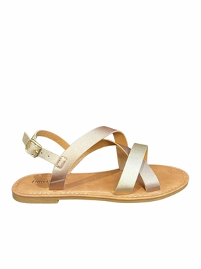Two Tone Sandals In Gold Multi Womens Beach Sandals special deal