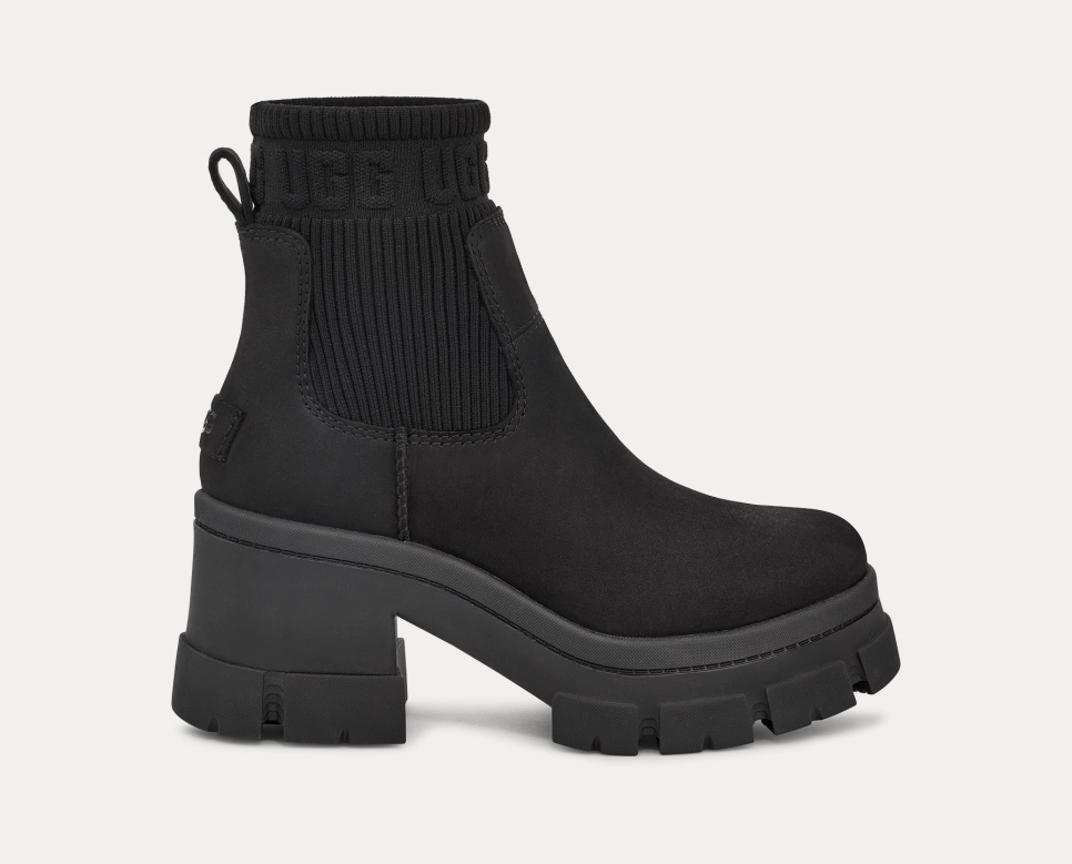 UGG Brooklyn 1148730-BLK Boots Womens 8.5 Black Suede Waterproof Chelsea KHD2031