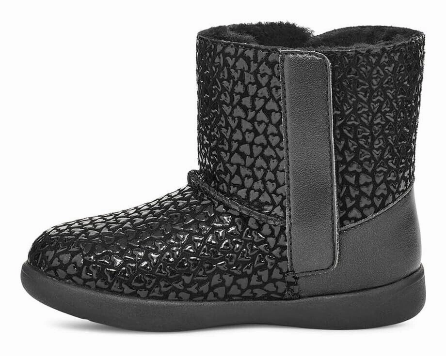 UGG Keelan Gel Hearts 1143656T-001 Boots Toddler 6 Black Round Toe Ankle KHD064