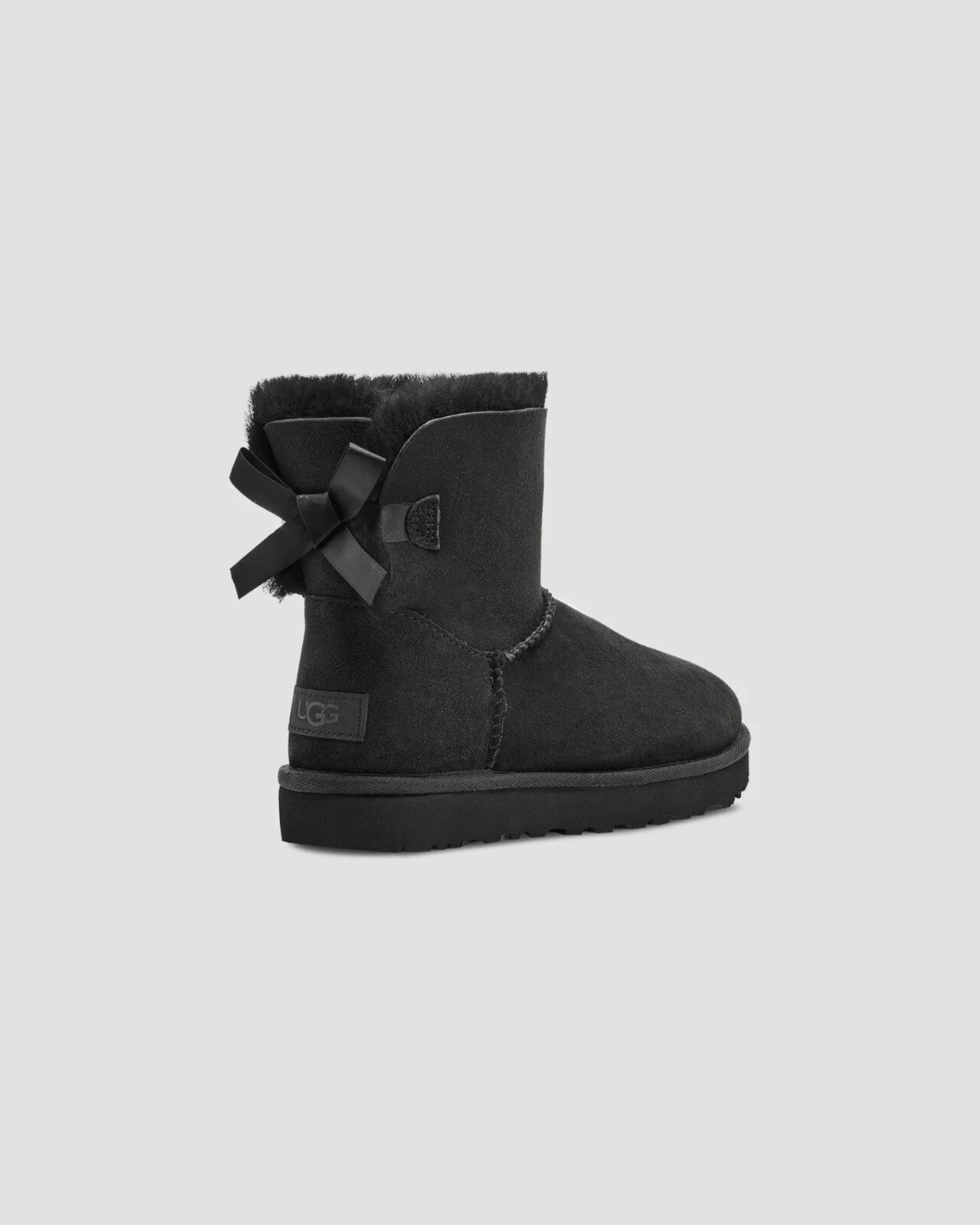 UGG Mini Bailey Bow II 1016501-BLK Women's 8 Black Slip-On Winter Boots KHD1943