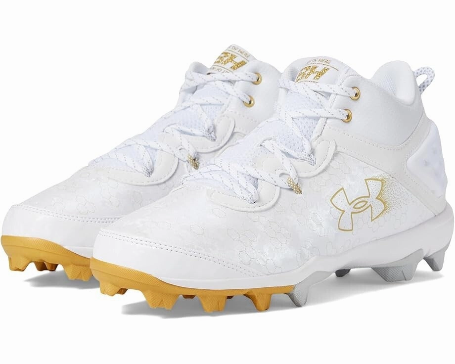 Under Armour Harper 8 Mid RM 3026592-100 Men's White Baseball Cleats KHD2713 Mens Athletic Shoes clearance sale
