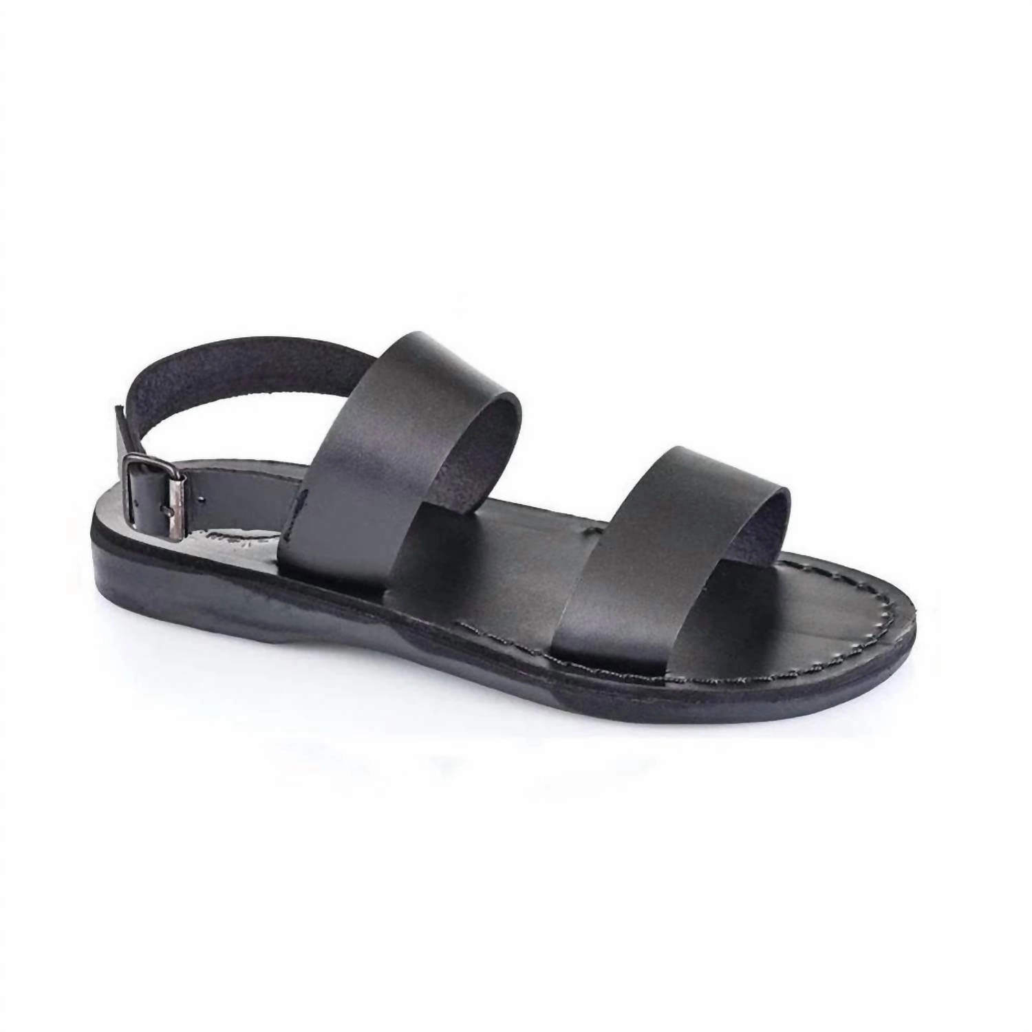 Unisex - Golan Leather Slingback Flat Sandal In Black Buy now Womens Sandals cheap