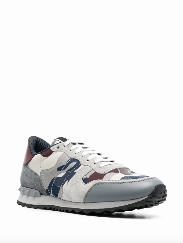 Valentino Garavani Rockrunner Camouflage fabric and nappa leather sneaker.