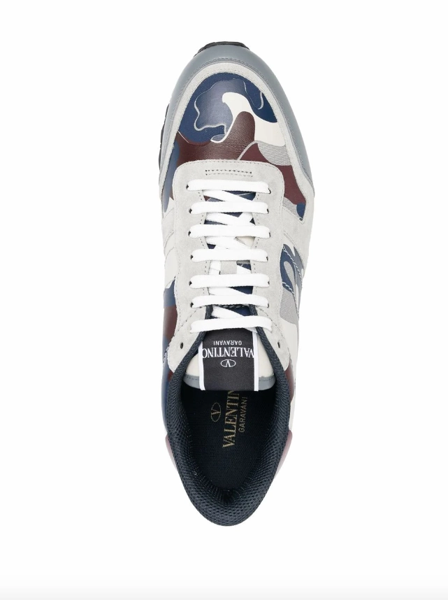 Valentino Garavani Rockrunner Camouflage fabric and nappa leather sneaker.