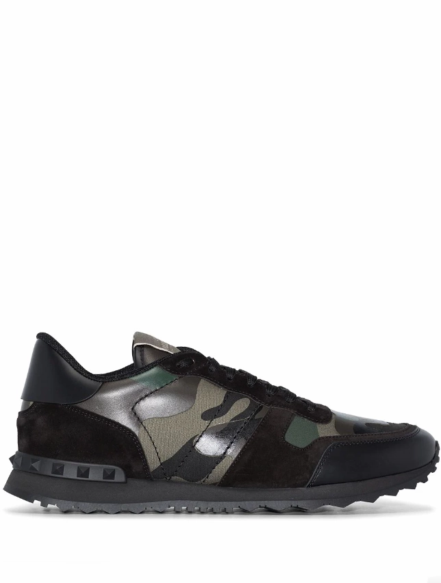 Valentino Garavani Rockrunner Camouflage fabric and nappa leather sneaker. Mens Shoes online flash sale