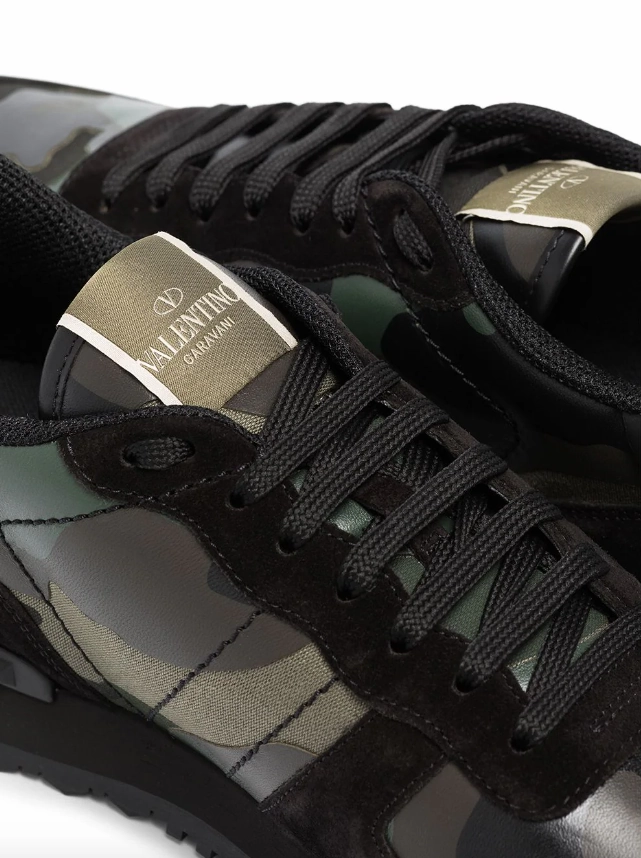Valentino Garavani Rockrunner Camouflage fabric and nappa leather sneaker.