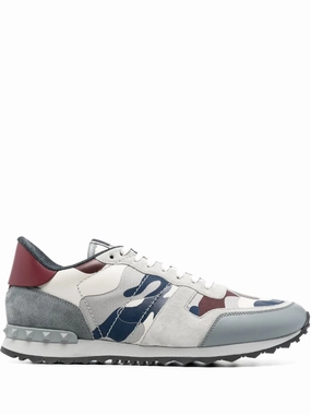 Valentino Garavani Rockrunner Camouflage fabric and nappa leather sneaker. Mens Shoes online flash sale