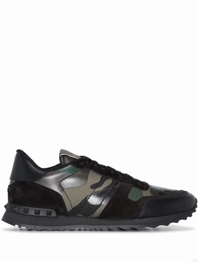 Valentino Garavani Rockrunner Camouflage fabric and nappa leather sneaker. Mens Shoes online flash sale