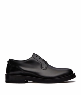 Valentino Garavani rockstud essential calf leather derby Mens Shoes online flash sale