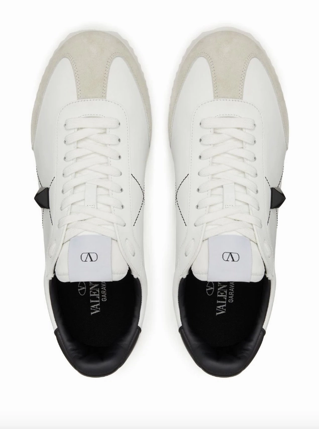 Valentino Garavani Stud Around Low-Top Trainer in Calfskin and Nappa Leather