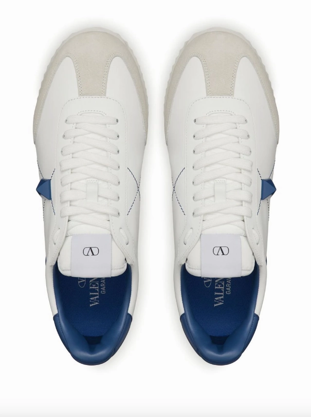 Valentino Garavani Stud Around Low-Top Trainer in Calfskin and Nappa Leather
