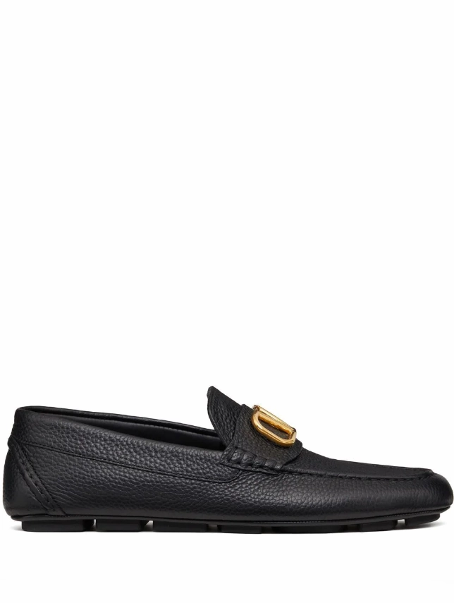 Valentino Garavani VLogo signature driving shoe in grainy calfskin leather Mens Shoes online flash sale