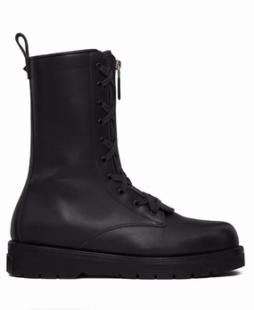 Valentino Garavani XCOMBAT leather boots Mens Shoes online flash sale