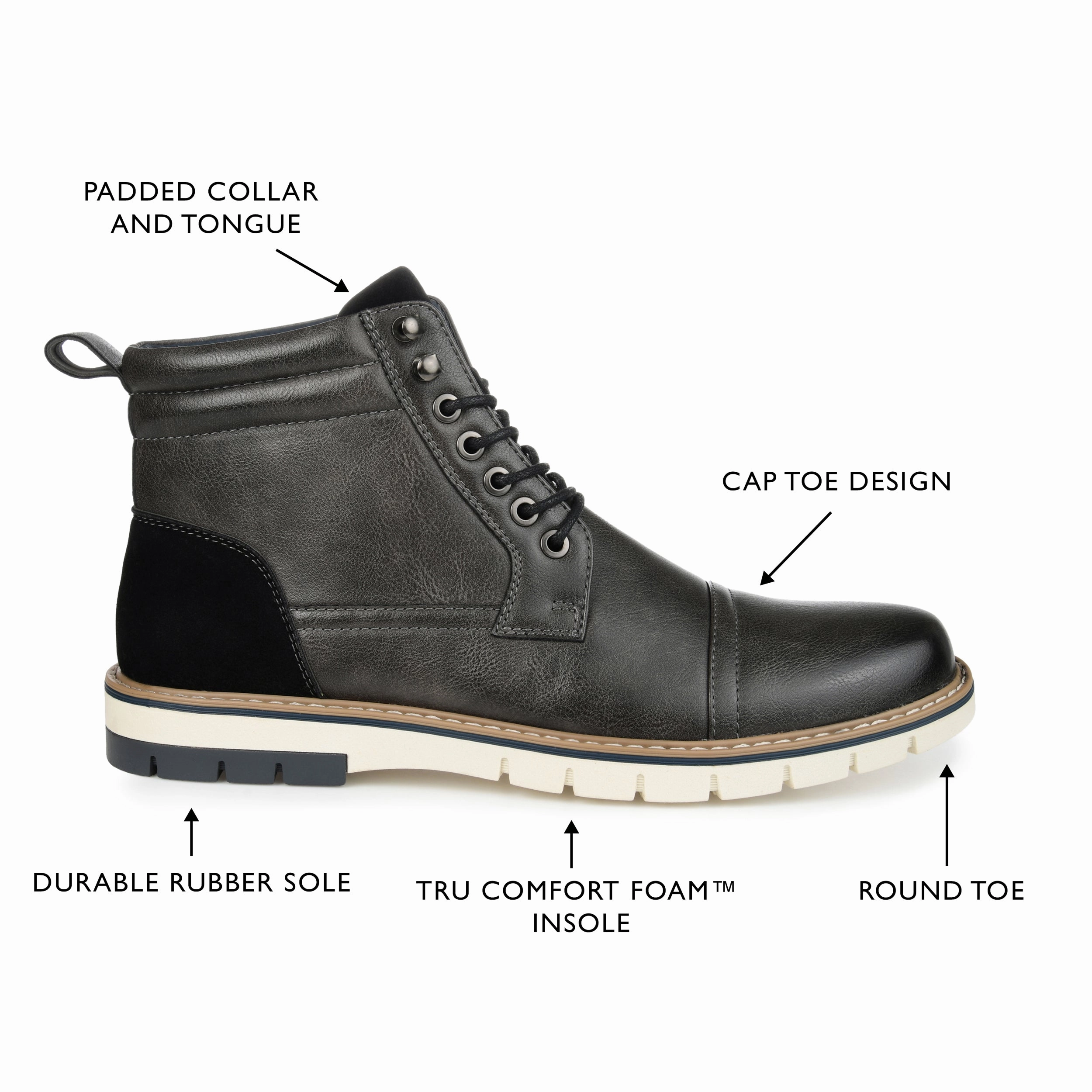 Vance Co. Lucien Cap Toe Ankle Boot