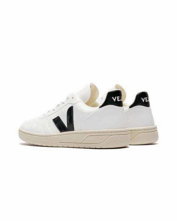 Veja V-10 VX0702901B Sneaker Men's White Black Leather Comfort Casual Shoes