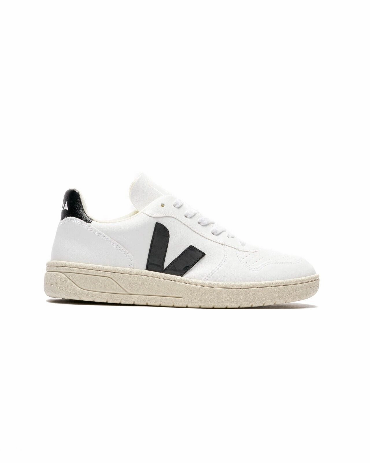 Veja V-10 VX0702901B Sneaker Men's White Black Leather Comfort Casual Shoes