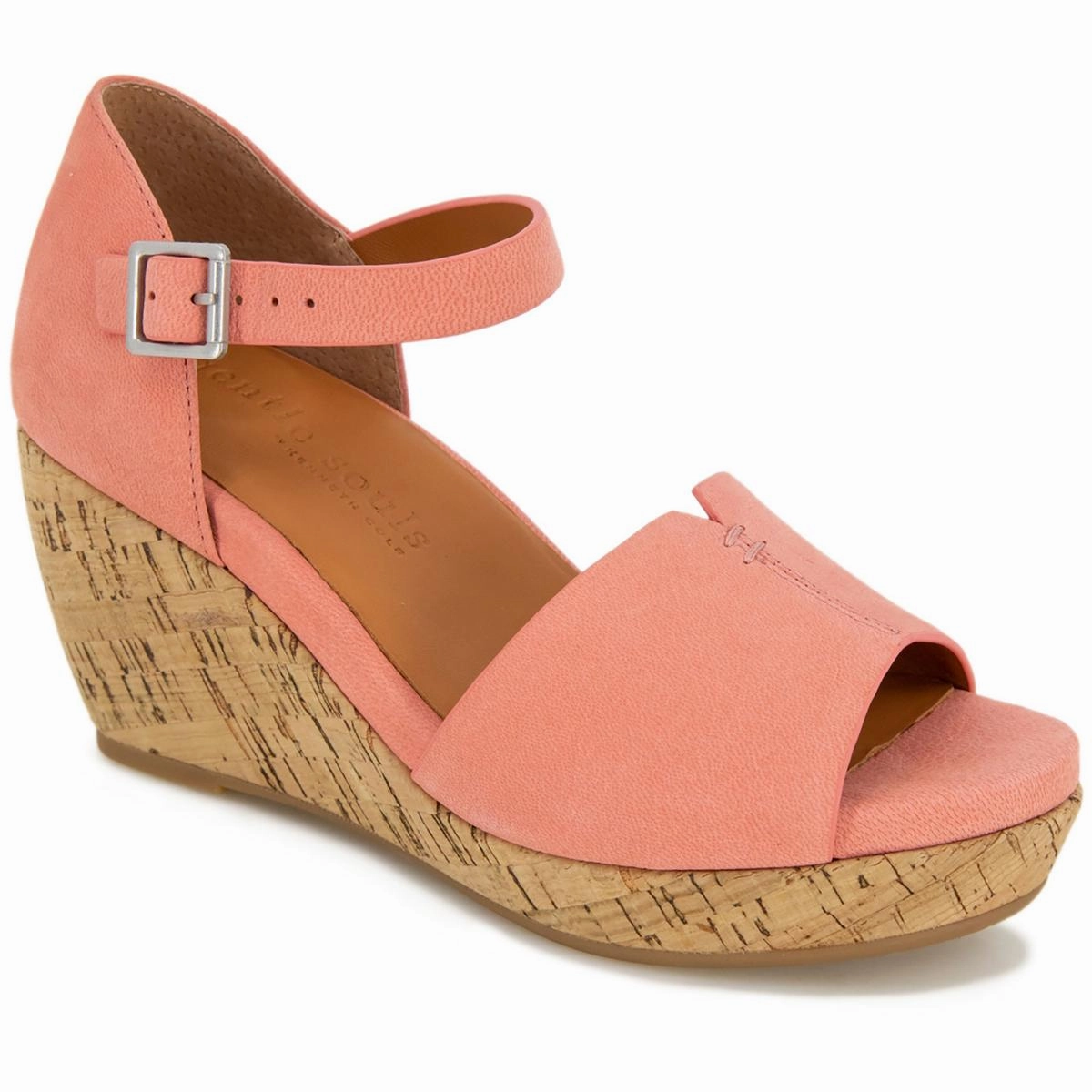 Vera Womens Leather Peep-Toe Platform Sandals