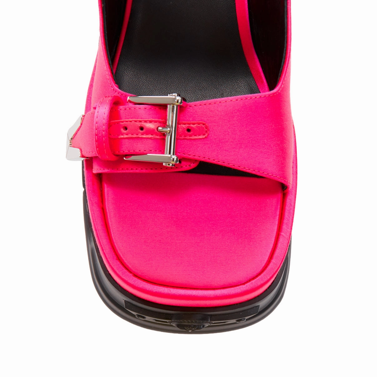 Versace Anthem 120 Tropical Satin Platform Chunky Sandals