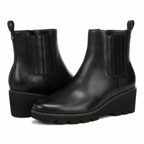 Vionic Aria J0734L1001 Boots Women 7.5 Black Leather Wedge Ankle Booties ZPO3008 Womens Boot Deals Today