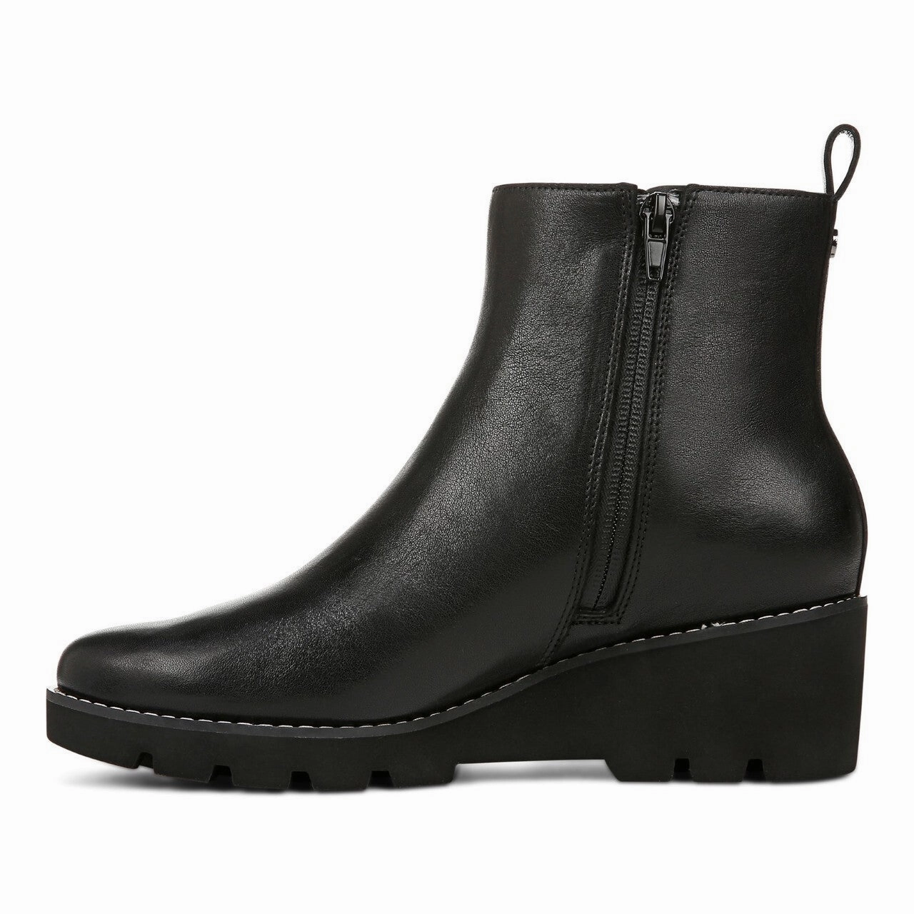 Vionic Aria J0734L1001 Boots Women 7.5 Black Leather Wedge Ankle Booties ZPO3008
