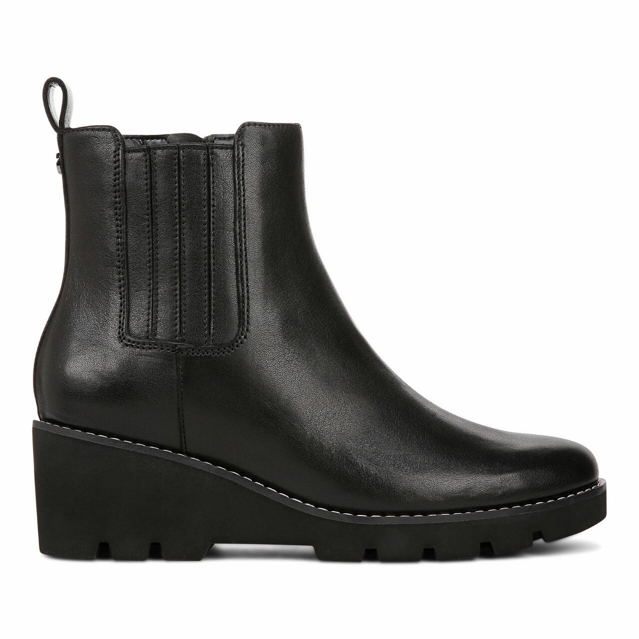 Vionic Aria J0734L1001 Boots Women 7.5 Black Leather Wedge Ankle Booties ZPO3008