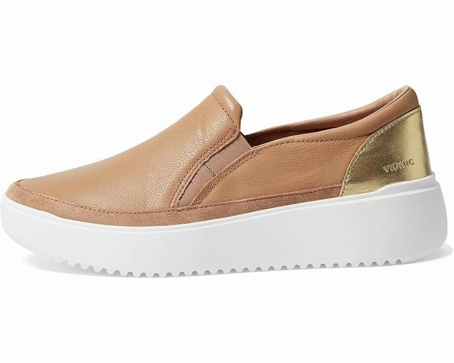 Vionic Kearny I8680L1200 Sneaker Women's 10 Brown Leather Platform Shoes KHD1470