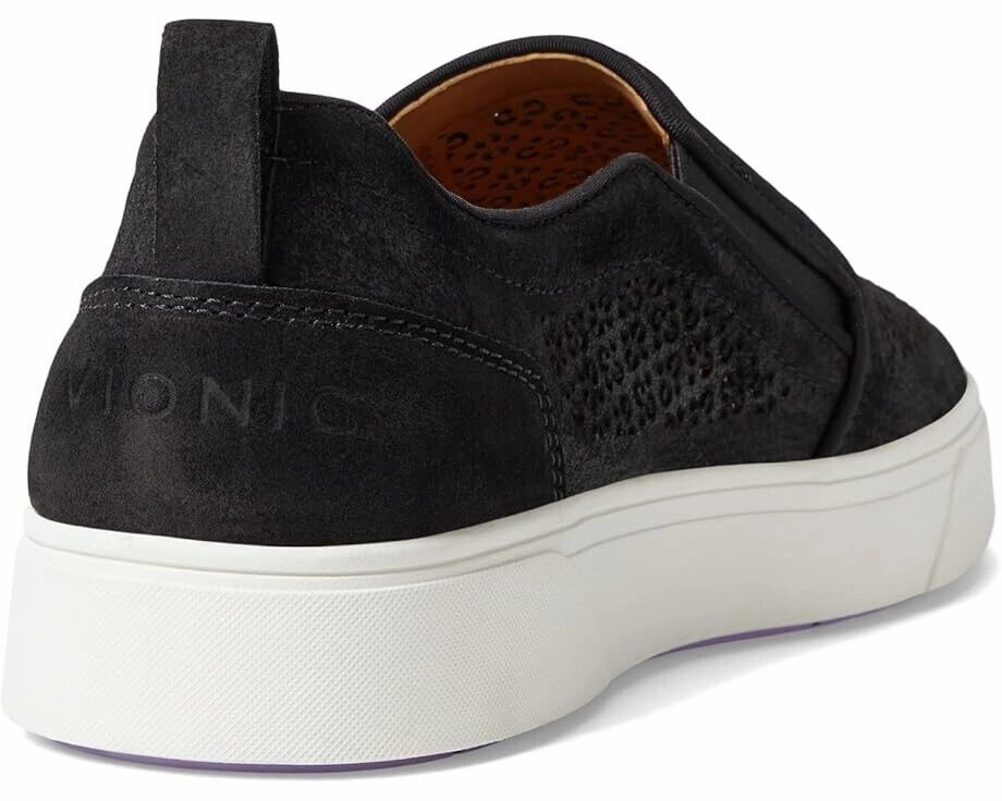 Vionic Kimmie Perf Sneaker Women 7 Black Leather Round Toe Comfort Shoes ZPO1236