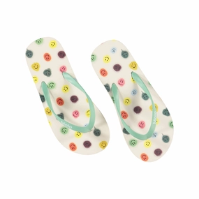 White Happy Dots Flip Flops Girls Sandals summer sale