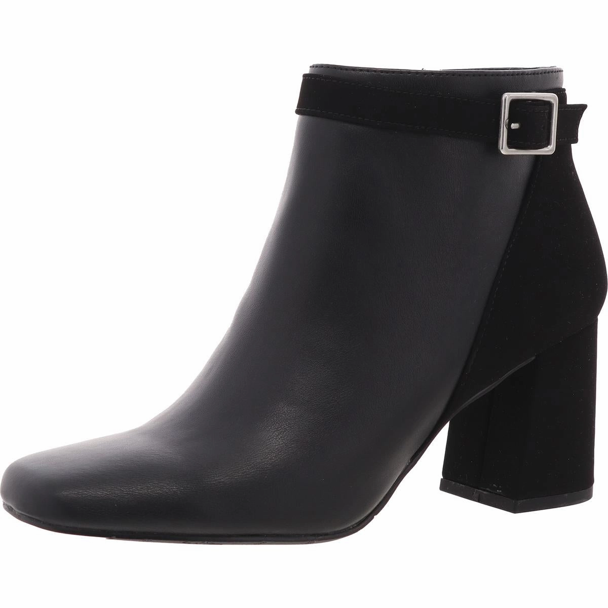 Winnipeg Womens Block Heel Faux Leather Ankle Boots