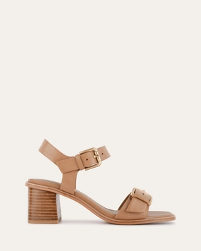 WINONA MID HEEL SANDALS TAN LEATHER Womens Sandals on sale