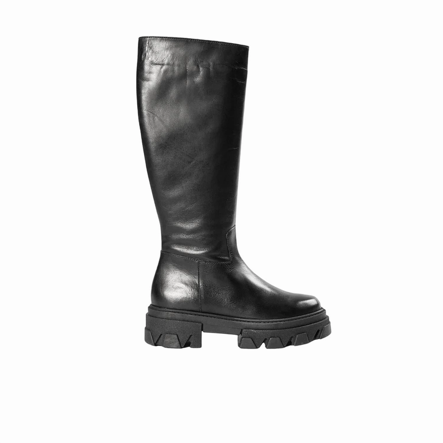 Women Blaze Leather Combat Boot In Black