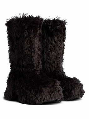 Women Faux Fur Snow Boots In Black Mens Winter & Rain Boots clearance