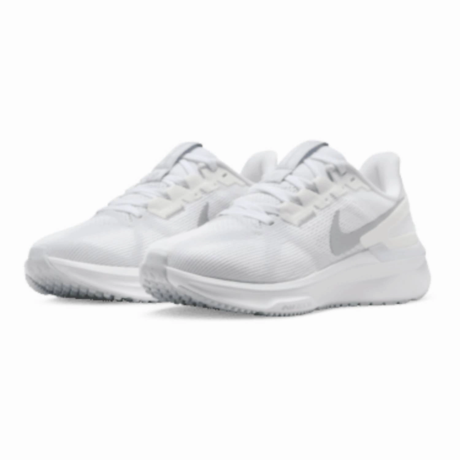 Women's Air Zoom Structure 25 Shoes In White/pure Platinum/metallic Silver