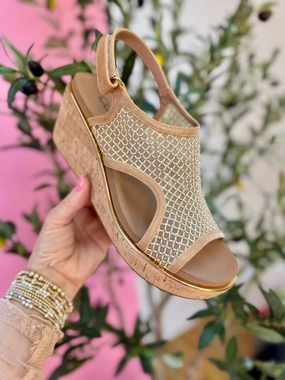 Women's Carley Mesh Wedge Sandal In Caramel Womens Sandals with big discounts