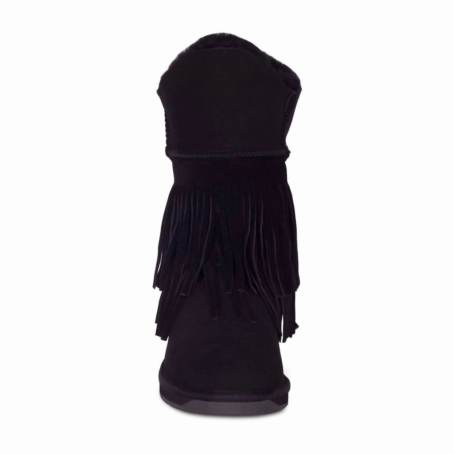 Women's Classic Fringed Sheepskin Boot In Black