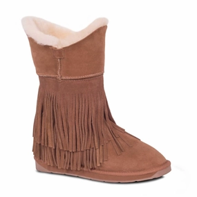 Women's Classic Fringed Sheepskin Boot In Chestnut Womens Winter & Rain Boots online