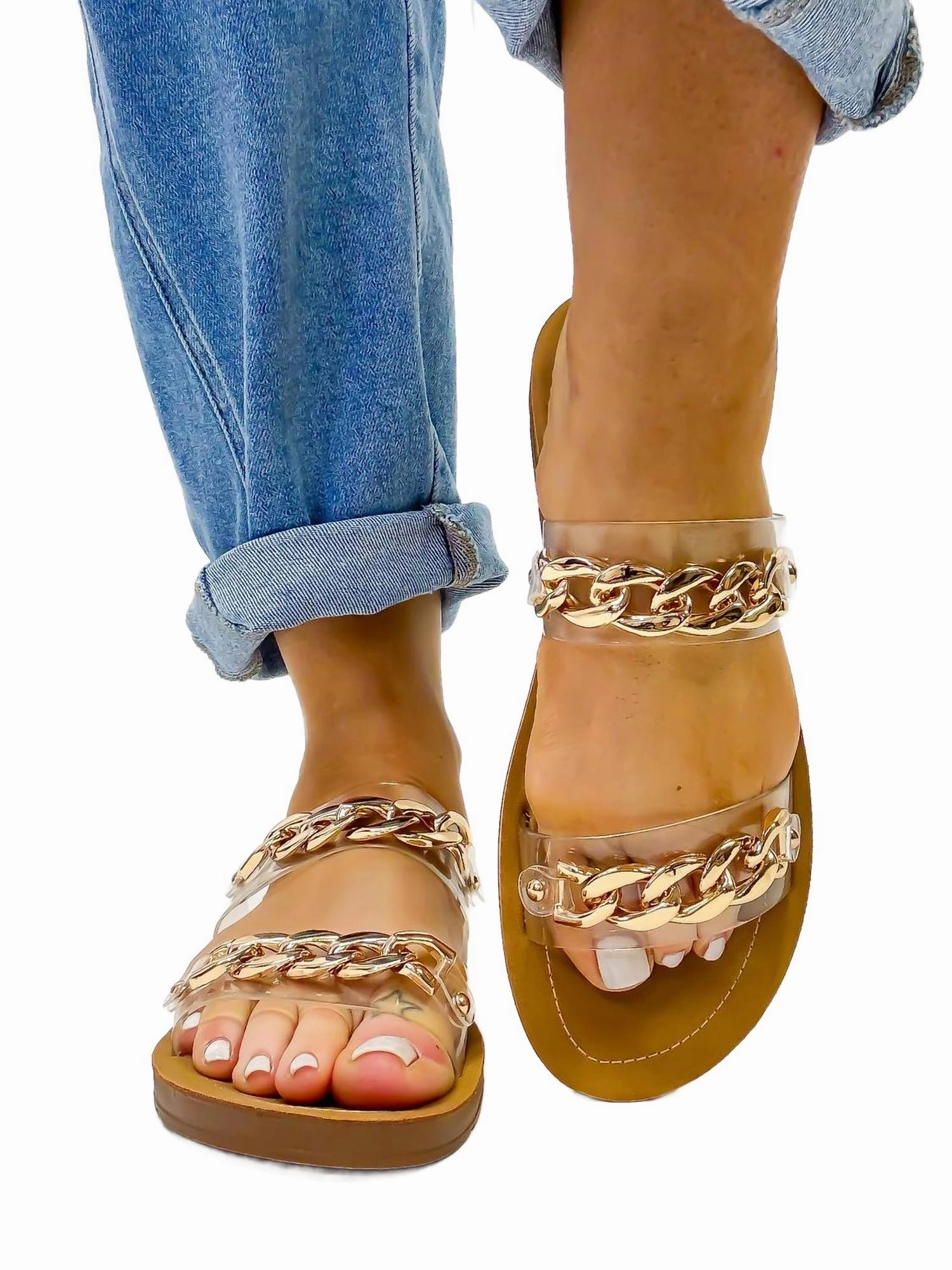 Women's Clear Seeing Double Sandals In Brown