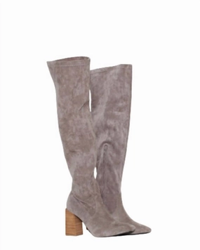Women's Faye Over The Knee Boot In Grey Comfortable Womens Boots low price