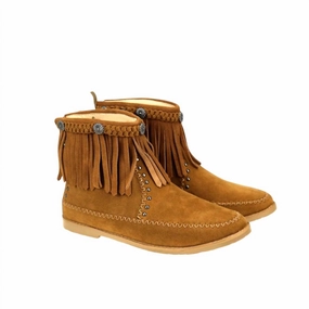 Women's Fringe Booties In Brown Womens Winter & Rain Boots online