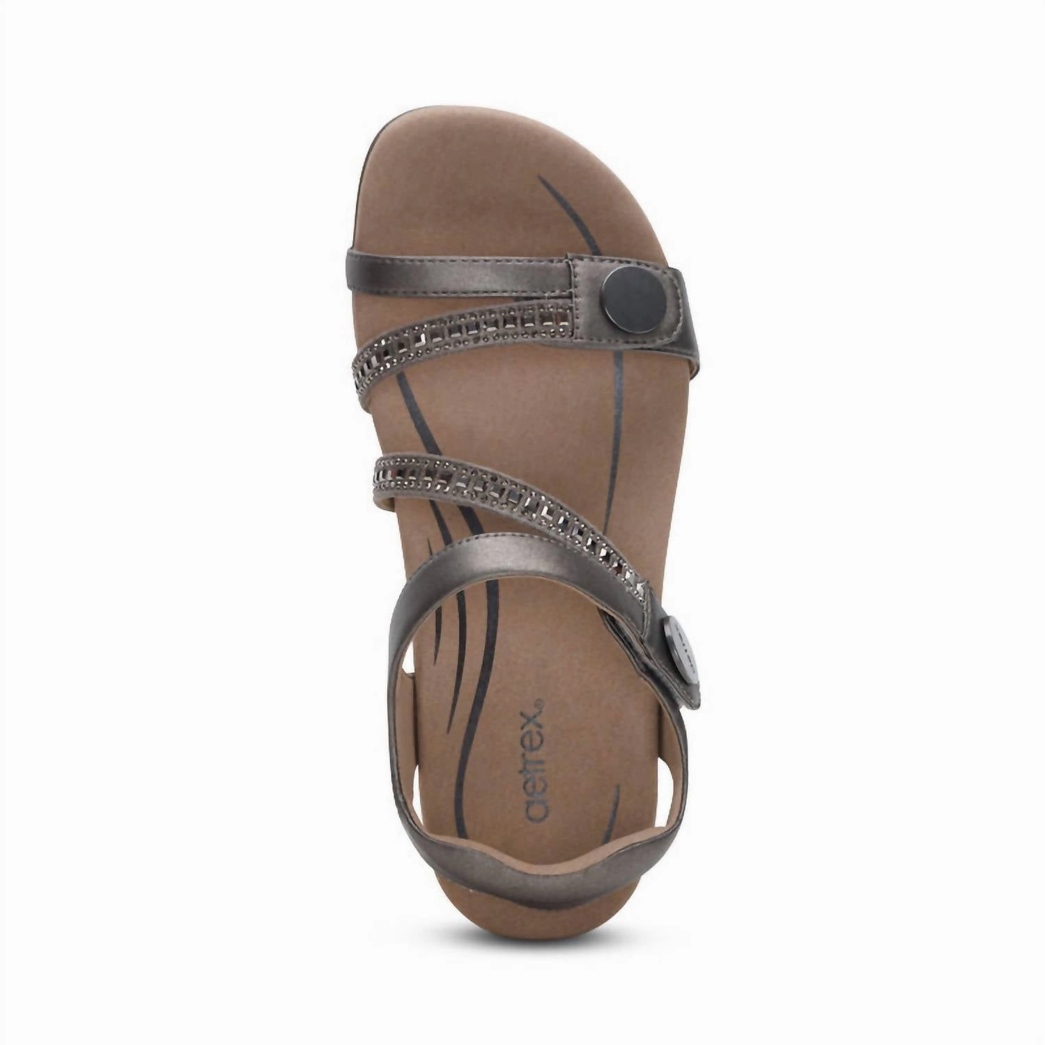 Women's Jess Adjustable Quarter Strap Sandal In Pewter Sparkle