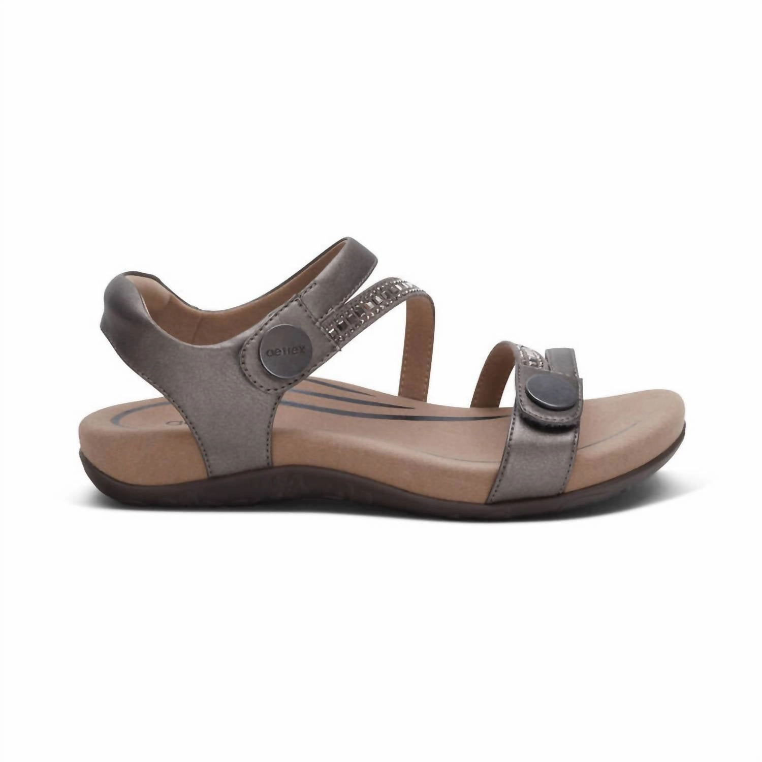 Women's Jess Adjustable Quarter Strap Sandal In Pewter Sparkle