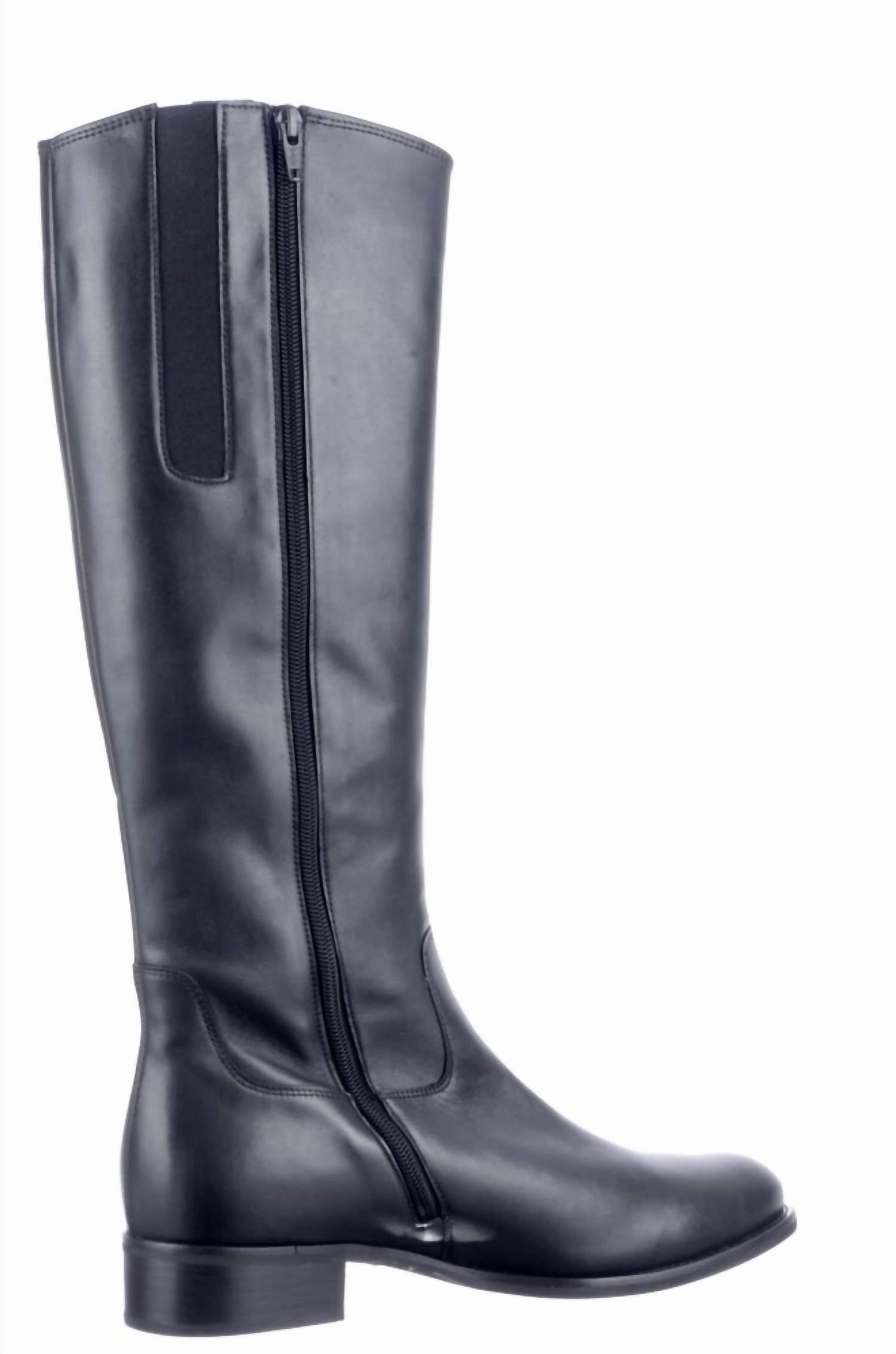 Women's Leather Tall Boots In Black