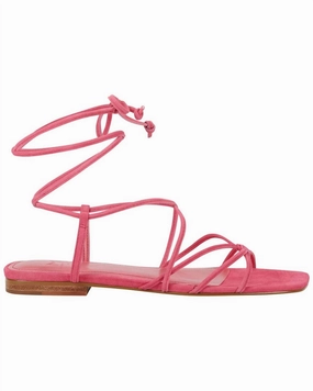 Women's Marina Suede Lace Sandal In Pink Cheap Womens Slide Sandals