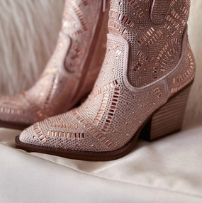 Women's Maze Of Life Rhinestone Boots In Rose Gold Discount Boots for Women