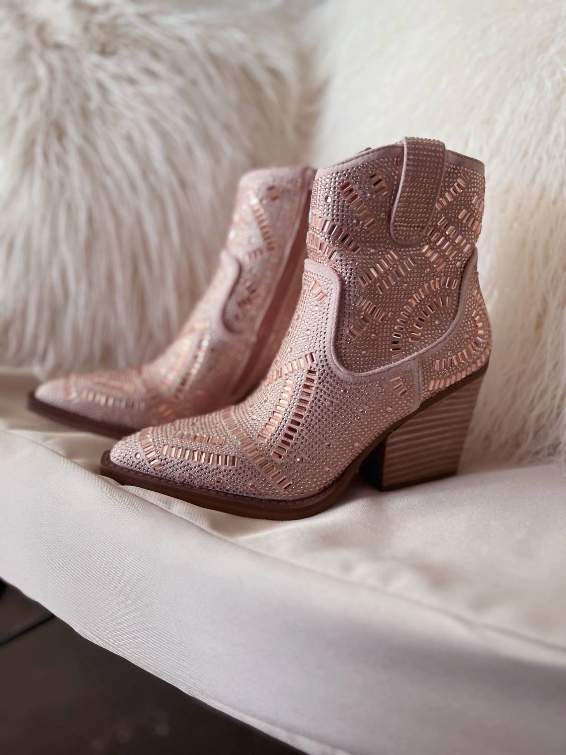 Women's Maze Of Life Rhinestone Boots In Rose Gold