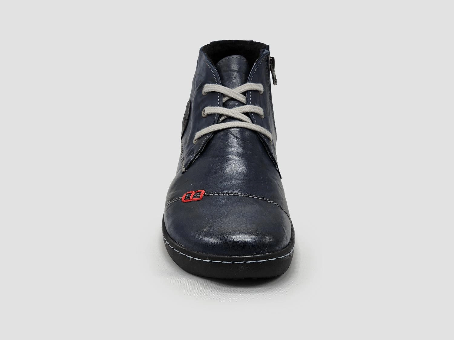 Women's Medical-Sole Wool-Lined Zip-Up Leather Boots In Navy
