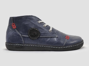 Women's Medical-Sole Wool-Lined Zip-Up Leather Boots In Navy Sale on Womens Trendy Boots