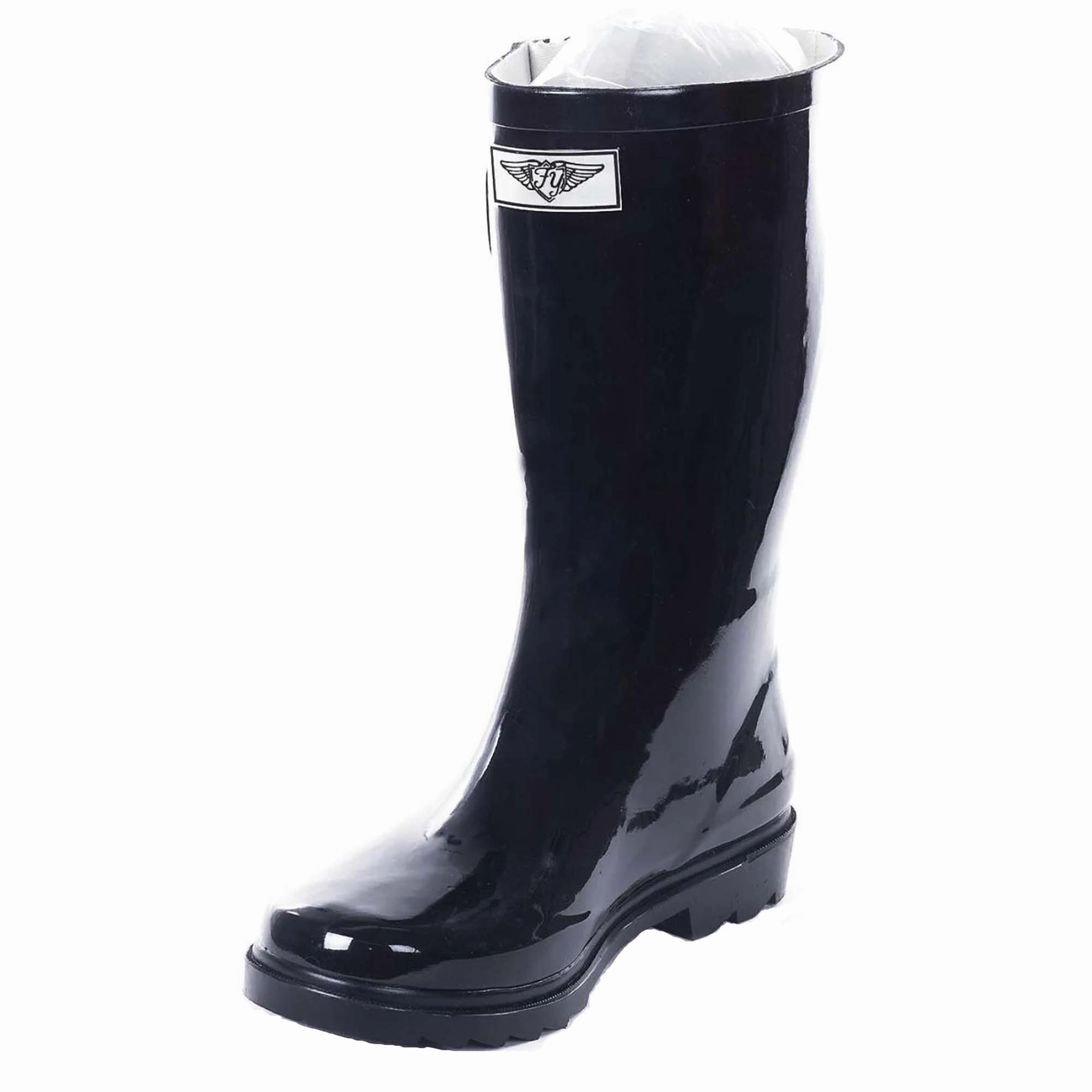 Women's Mid-Calf Solid Color Rubber Rain Boots